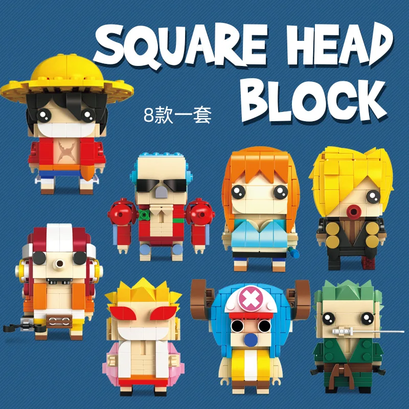 Bloques de construcción de BrickHeadz de una pieza, Luffy, Nami, Chopper, Sanji, Zoro, Usopp, Ace, Franky, Brook, Robin, figura de ladrillo,