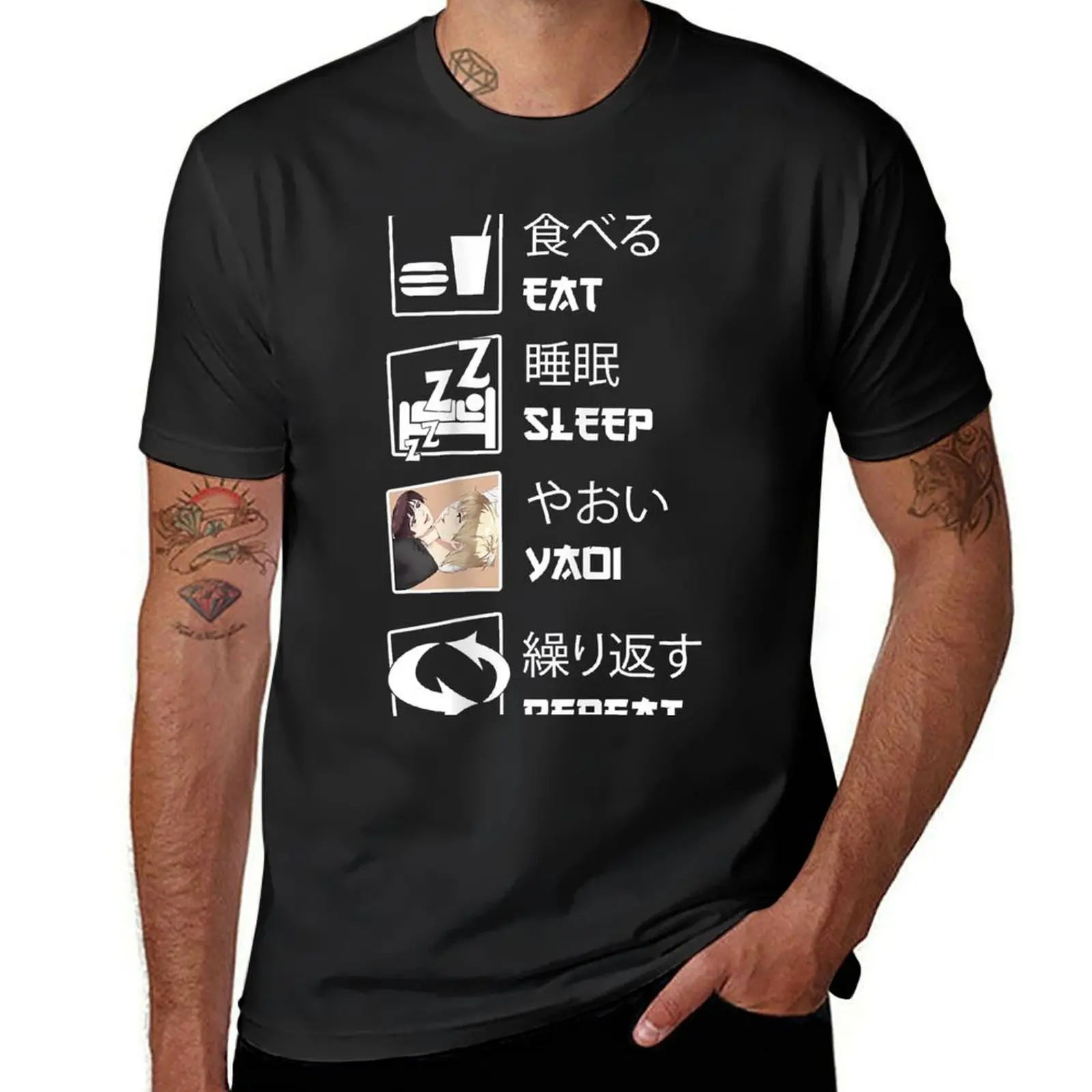 Eat Sleep Yaoi Repeat T-Shirt plus size tops anime clothes Short sleeve tee oversized t shirt men