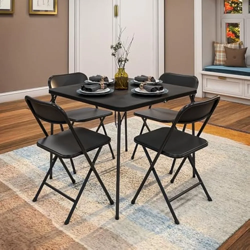 CoscoProducts COSCO Indoor/Outdoor Solid Resin Folding Table & Chair Dining Set, Perfect for Everyday Use, Hosting, Game Night