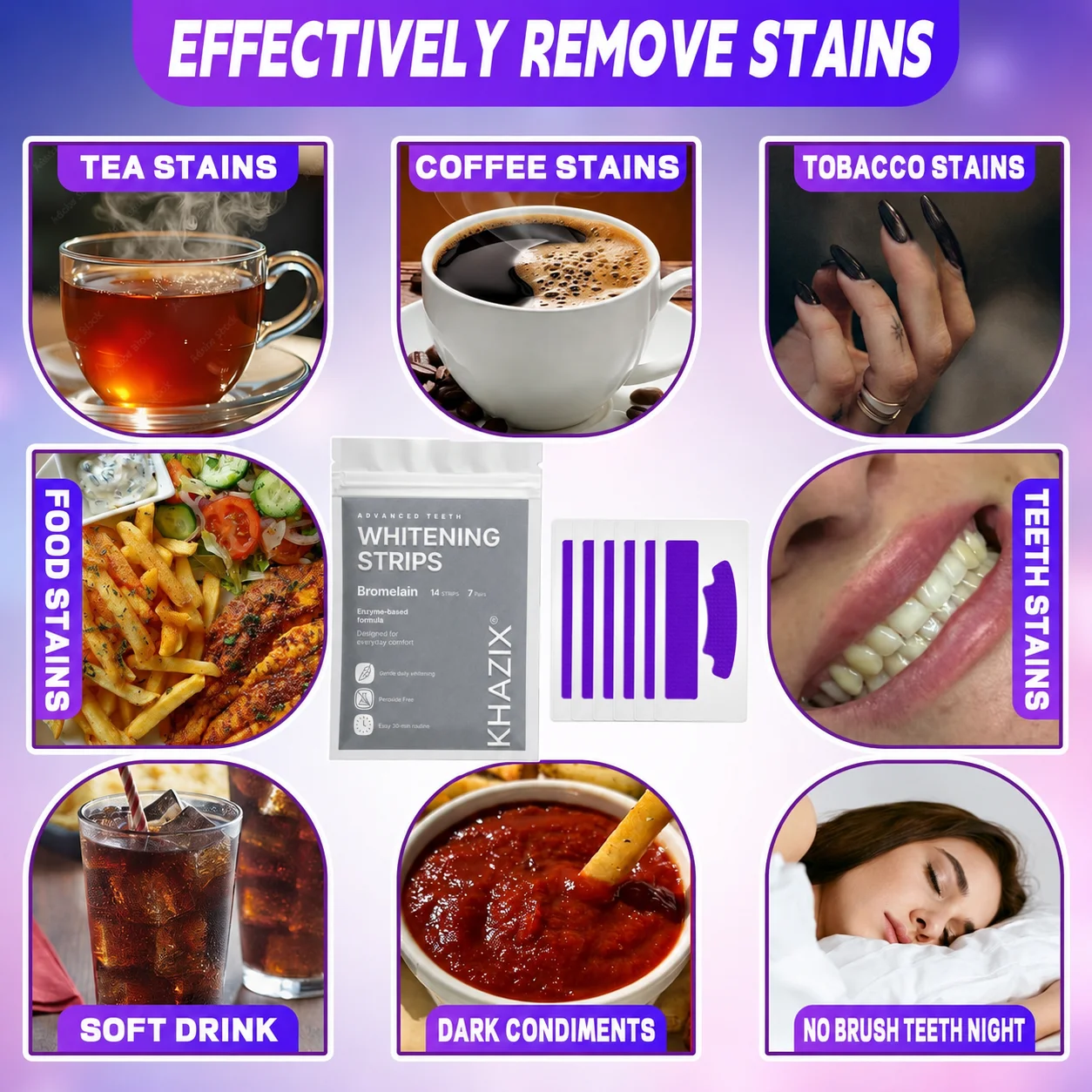 1/7 Pairs Teeth Whitening Strips for Whiter-Looking Smile, Flexible Tooth Strips Easy to Apply for Daily Cosmetic Care
