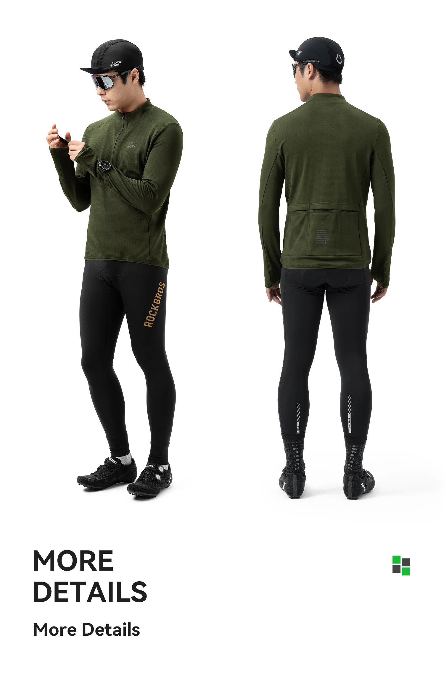 ROCKBROS Fleece Warmes Langarm-Sportshirt Fitness-Oberteil Gym-Shirt Schnelltrocknend Widerstandsfähig Frühling-Herbst-Kleidung Sweatshirt – Detail 9