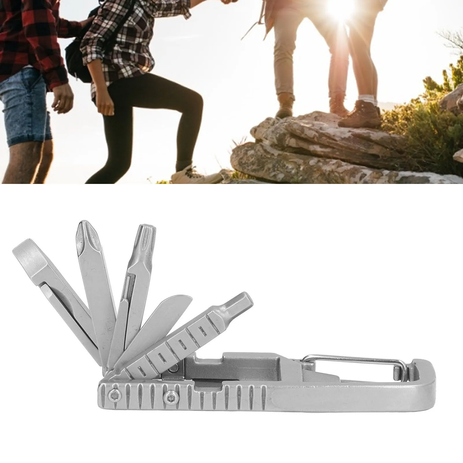 Folding Outdoor Tool Keychain Multitool 12 in 1 Folding Multi Tool Stainless Steel Outdoor Screwdriver Bit Keychain Multitool