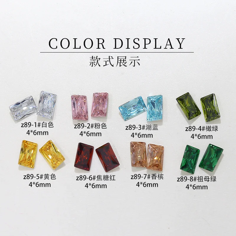 50pcs 3D Rectangle Zircon ongles gemmes strass K9 verre cristal Nail Art décoration 6*8mm brillant sucre Cubes diamant ongles pièces