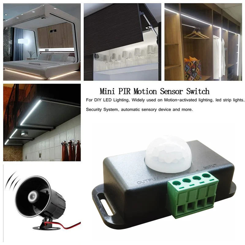 DC 12V 24V Automatic Time Adjustable PIR Motion Sensor Infrared Detector Induction Night Light Switch Module for LED Strip Lamp