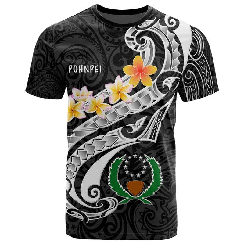 Pohnpei Micronesia 3D Printing T Shirt Men Women Graphic T-shirt Fashion Short Sleeves Male Clothes Tops Oversized Tee Shirts