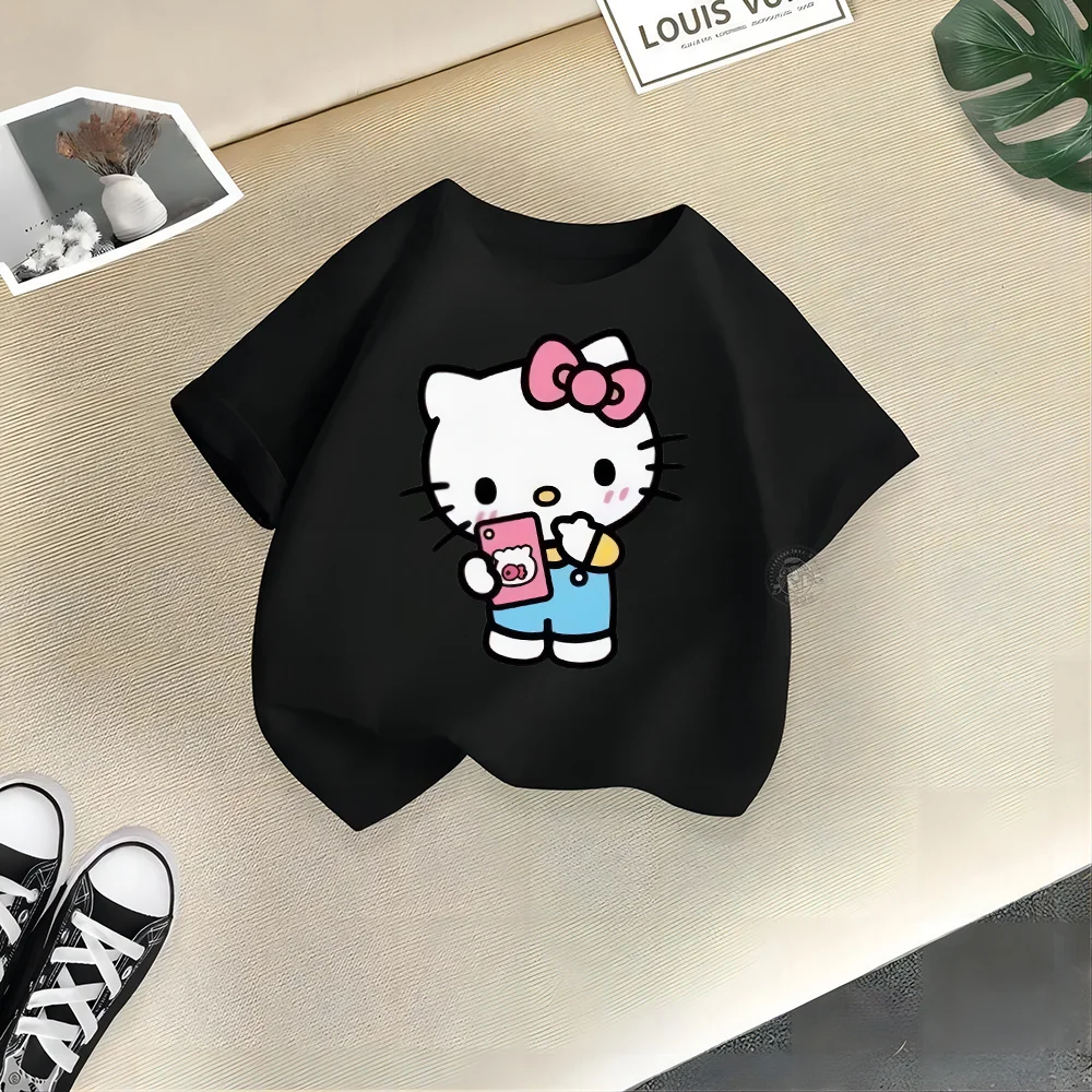 Sanrio Kids Boys Kids Short Sleeve Summer Fashion Hello Kitty Kids Cotton T-shirt Comfortable Casual T-shirt for baby girls