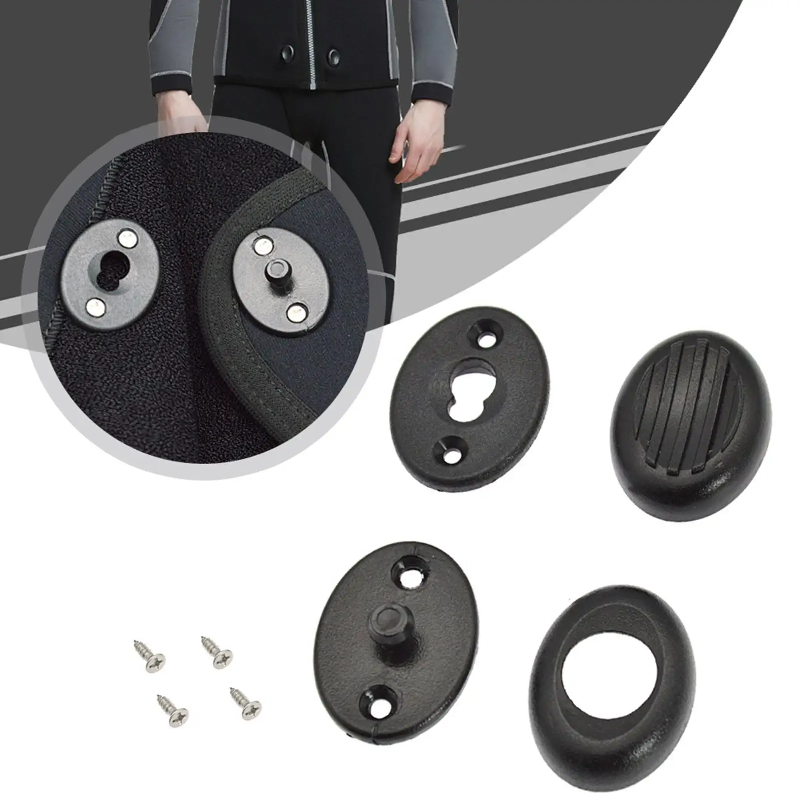 4Pcs/Set Wetsuit Fastener for Diving Suit Surfing Suit Slide Buckle Black