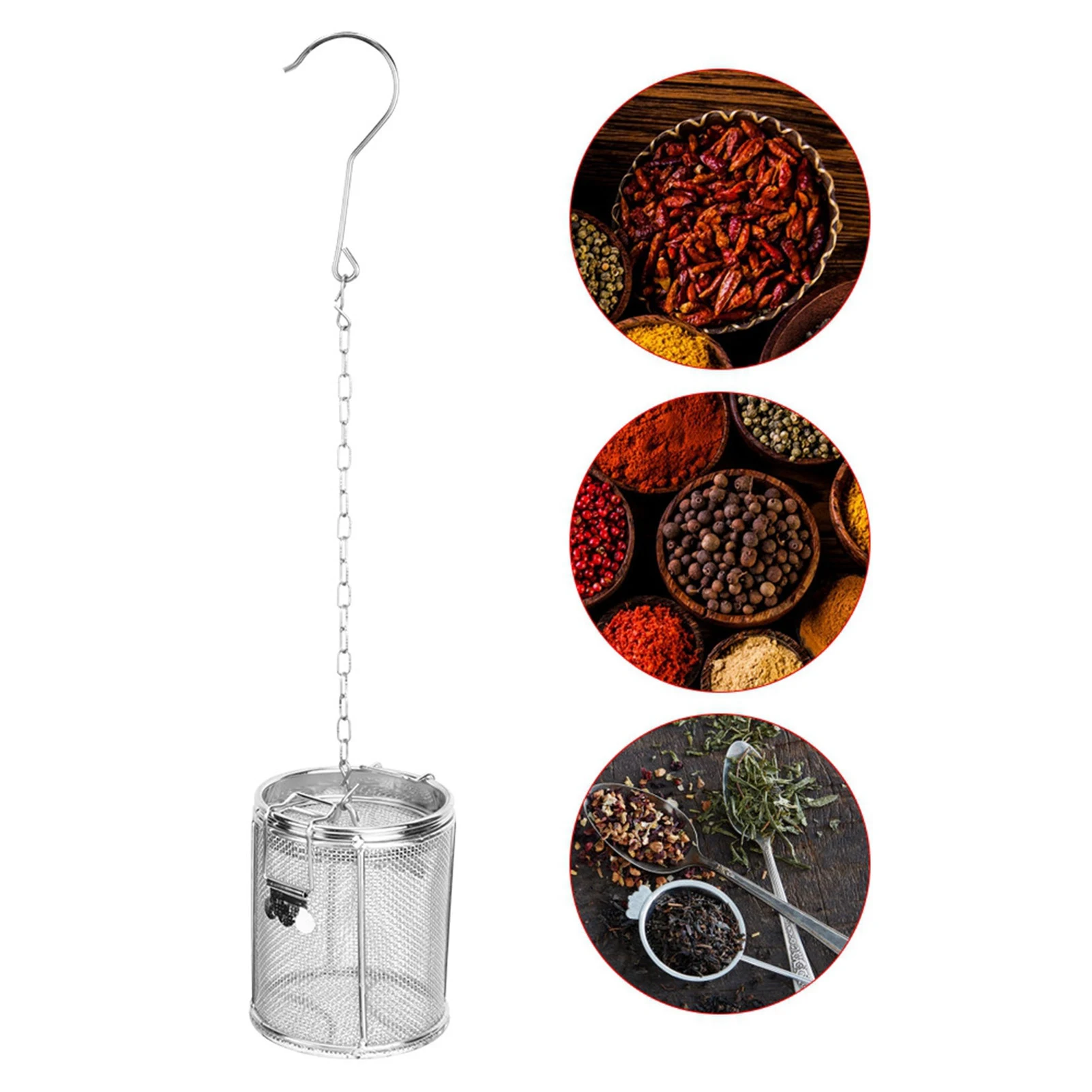 Stainless Steel Tea Ball Strainer Soup Seasonings Seperation Basket Spice Filter 8 x 10cm FiltersStainless