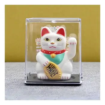 1 st solcellsdrivna lyckokatt mini-ornament butik vardagsrum bil söt kreativ heminredning rikedom lycka utsökt present 12 best sales Hell cat car - №5