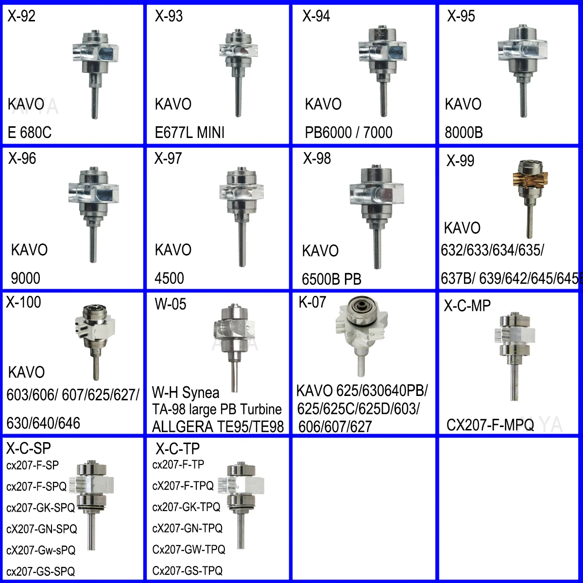 Cartouche de Turbine Dentaire, Rotor d\'Air, Série X, Pièce à Main Dentiste, Accessoires Adaptés à NSK, KAVO, COXO, Haute Vitesse