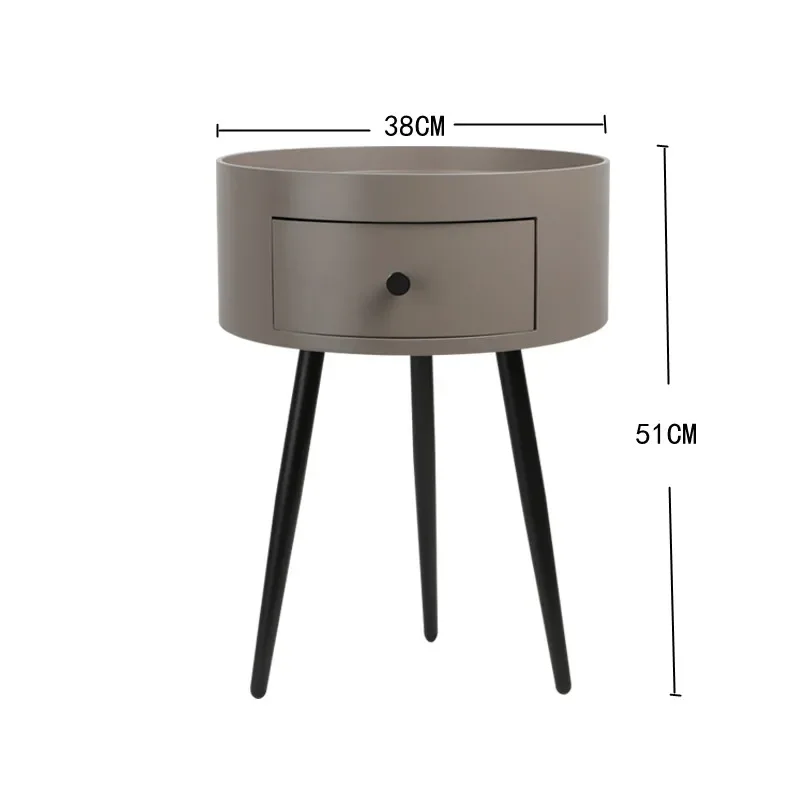 Nordic Style Nightstand, 3 Legs Wooden Bedside Table, Light Luxury Round Desk, Small Bedroom Coffee Lockers, Side Table