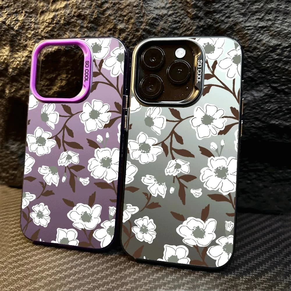 

White flowers Hard Phone Case For Samsung Galaxy A15 A55 A56 A54 A53 A36 A35 A34 A26 A16 S25 Ultra S24 Plus S23 FE S22 S21 Cover