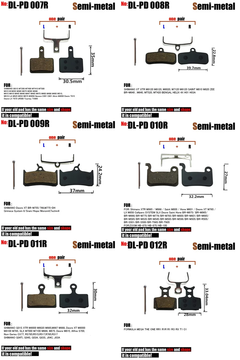 Pastillas de freno de disco para bicicleta SHIMANO XT/R ZOOM 975 985 ZEE MT5 315 MAGURA MT8 SRAM AVID BB5 Elixir DB1S semimetálicas, 4 pares