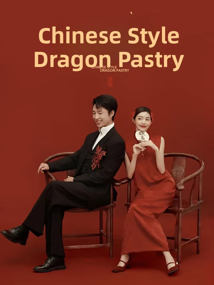 

Red Wedding Dress Couples Cute Style Engagement Photoshoot Studio New Arrival Winter 2024 Ladies Traditional Costume