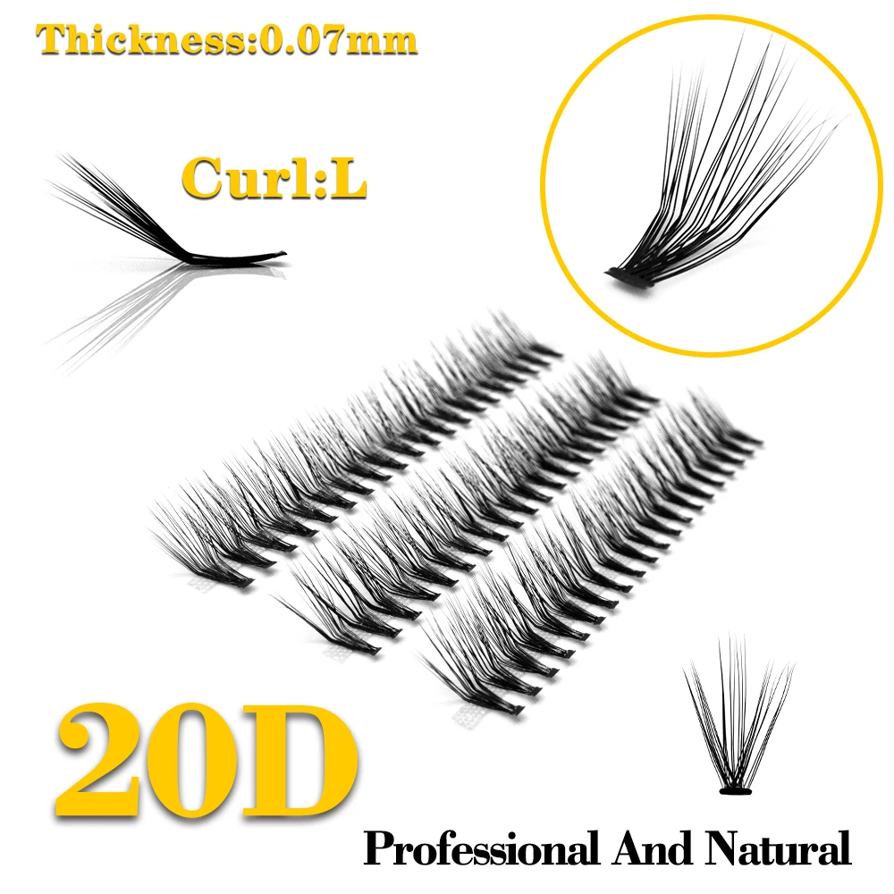 20P “L”  Kimcci 60 Bundles Mink Eyelash Extension Natural  Russian Volume Faux Eyelashes Individual  Cluster Lashes Makeup Cilia