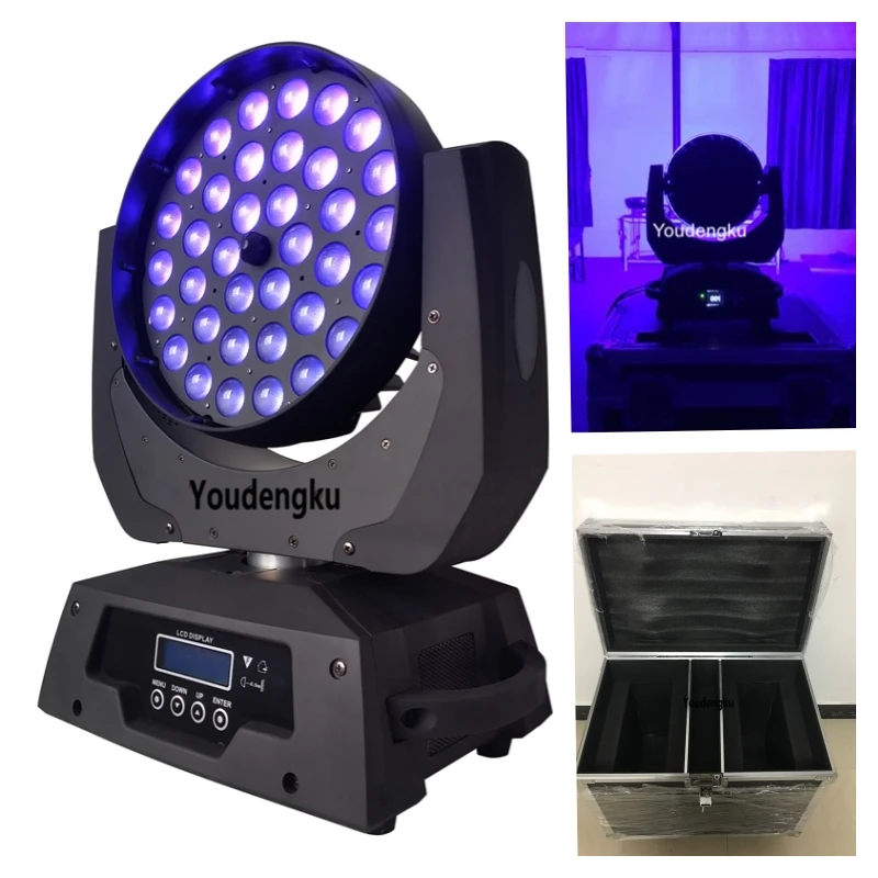 2pcs with flightcase Lyre LED Beam Zoom 36*18W rgbwa uv 6in1 Moving Head led wash Light for Disco Party Wedding Club Show