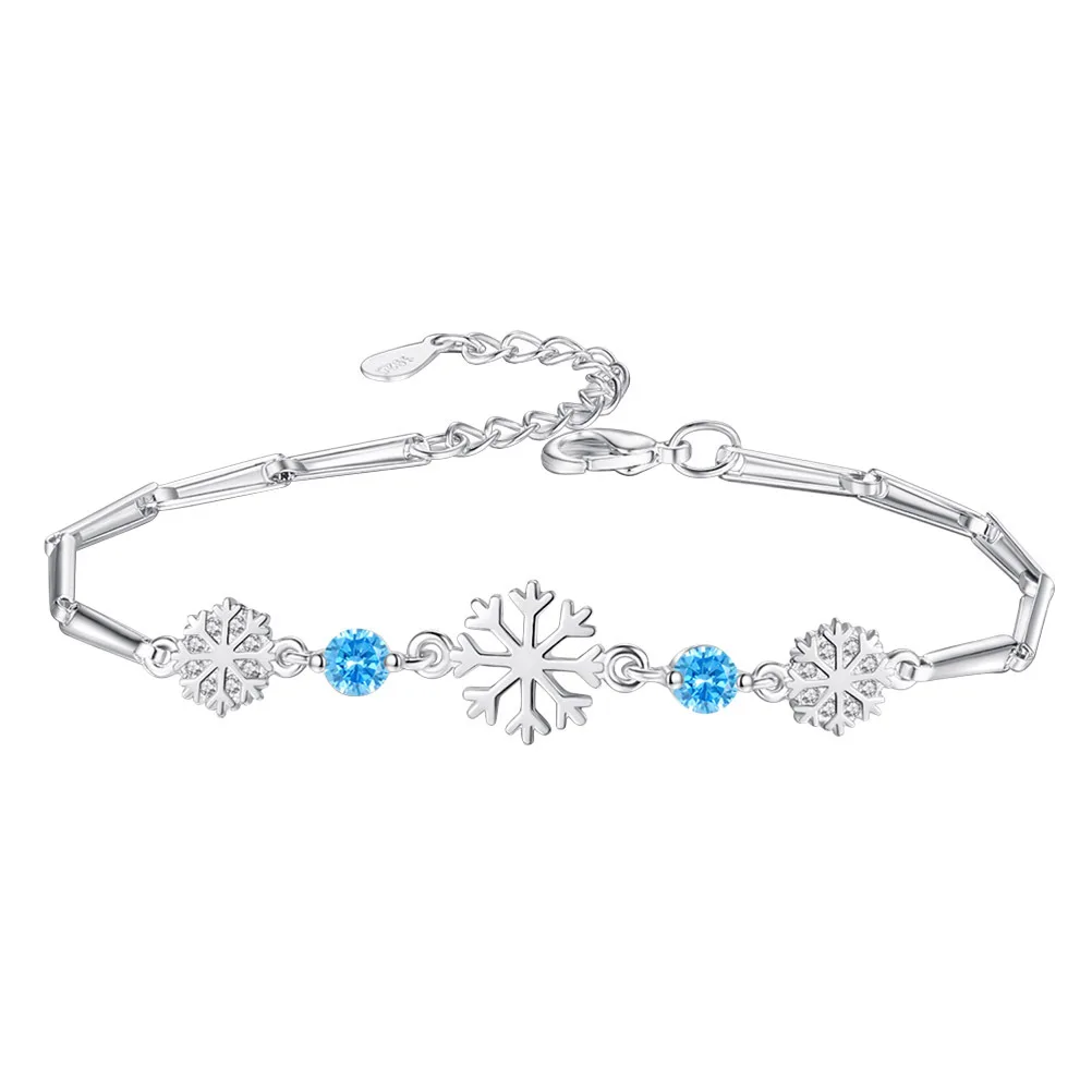 

Brass Snowflake Blue Cz Trendy Bracelet for Women Bridal Wedding Birthday Gifts Jewelry Christmas Gifts Snowflake Bracelet