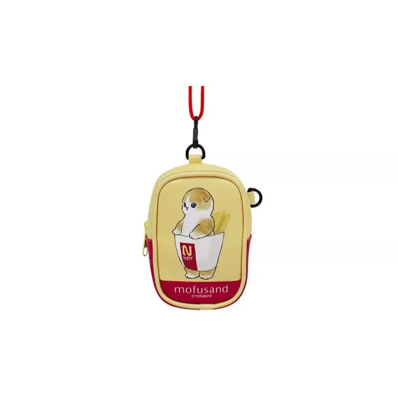 Mofusand Cute Cartoon Faux Leather Wallet Storage Pouch with Wrist Strap Portable Mini Coin Purse Card Organizer for Daily