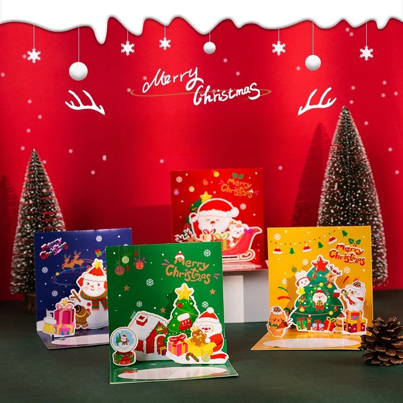 

The New Christmas Creative Greeting Cards Christmas Eve Christmas Blessing Message 3d Three-dimensional Small Card Postcard