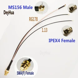 Antena Extensão Jumper Pigtail, SMA Fêmea para Mini MS156 Masculino + IPEX4 MHF4 Feminino RG178 RF1.13, 1Pc