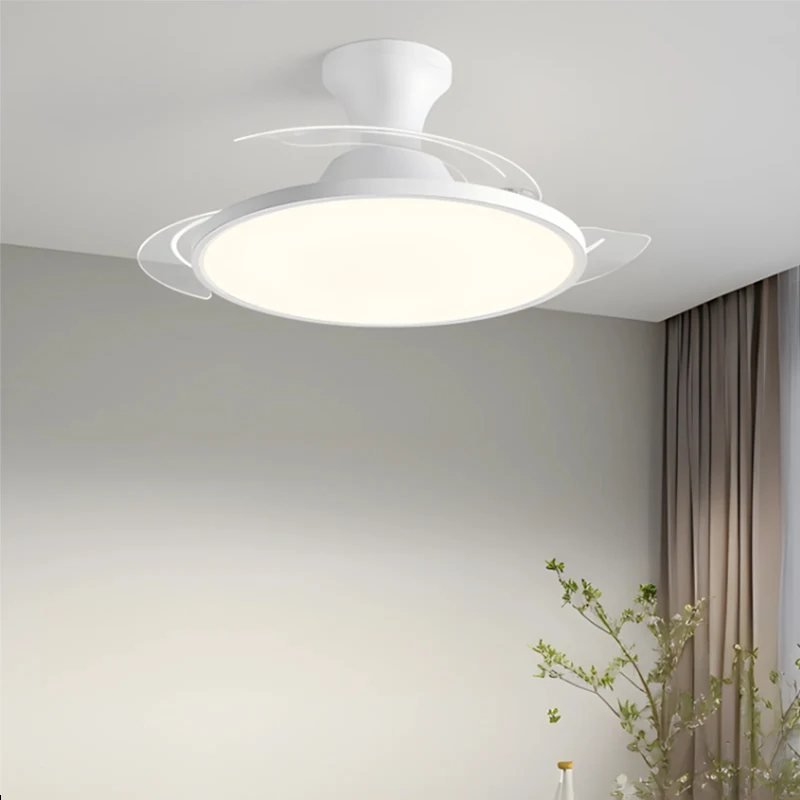 

contractible ceiling fan LED light invisible blade Chandelier suitable for living room dining room study kitchen Electric fan