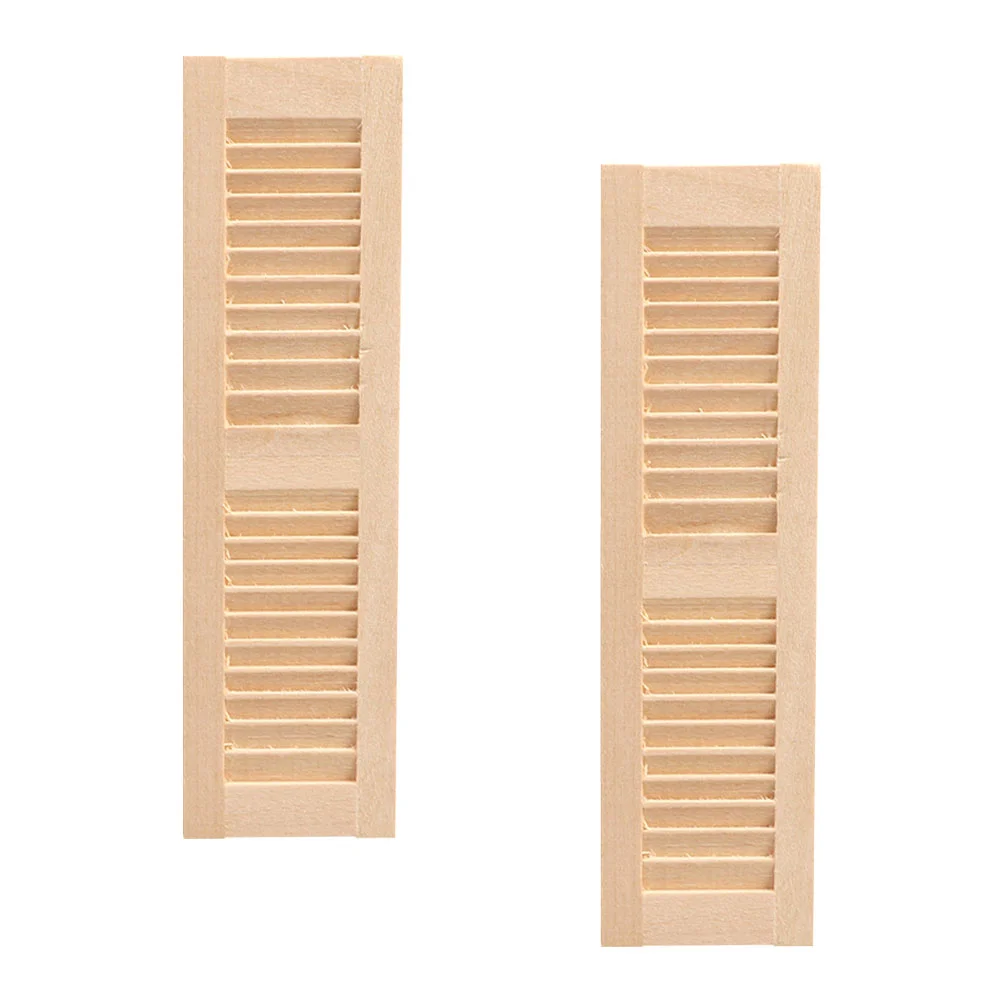 

2 Pcs DIY Shutters Miniature Desktop Furniture Decors Window Blinds House Toy Room Baby Wooden Decorative