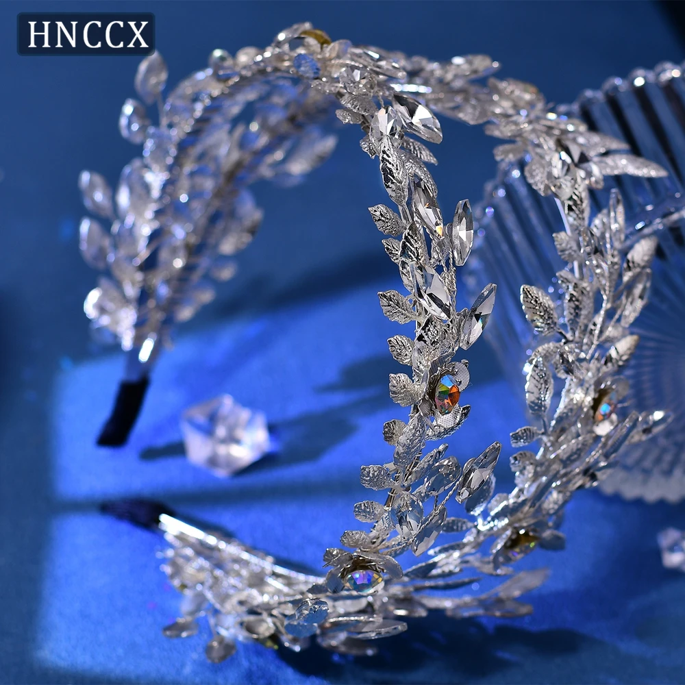 HNCCX Double Layer Metal Hair Hoop Bridal Headband Bride Hair Accessories Colorful Rhinestone Headdress For Women Party CP664