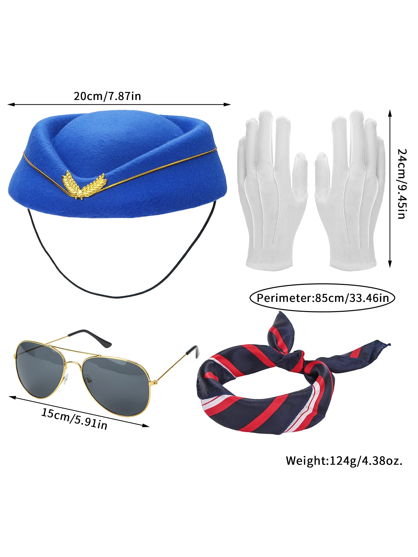 Kit Hôtesse de l'Air – Chapeau, Foulard, Gants et Lunettes – photo 2