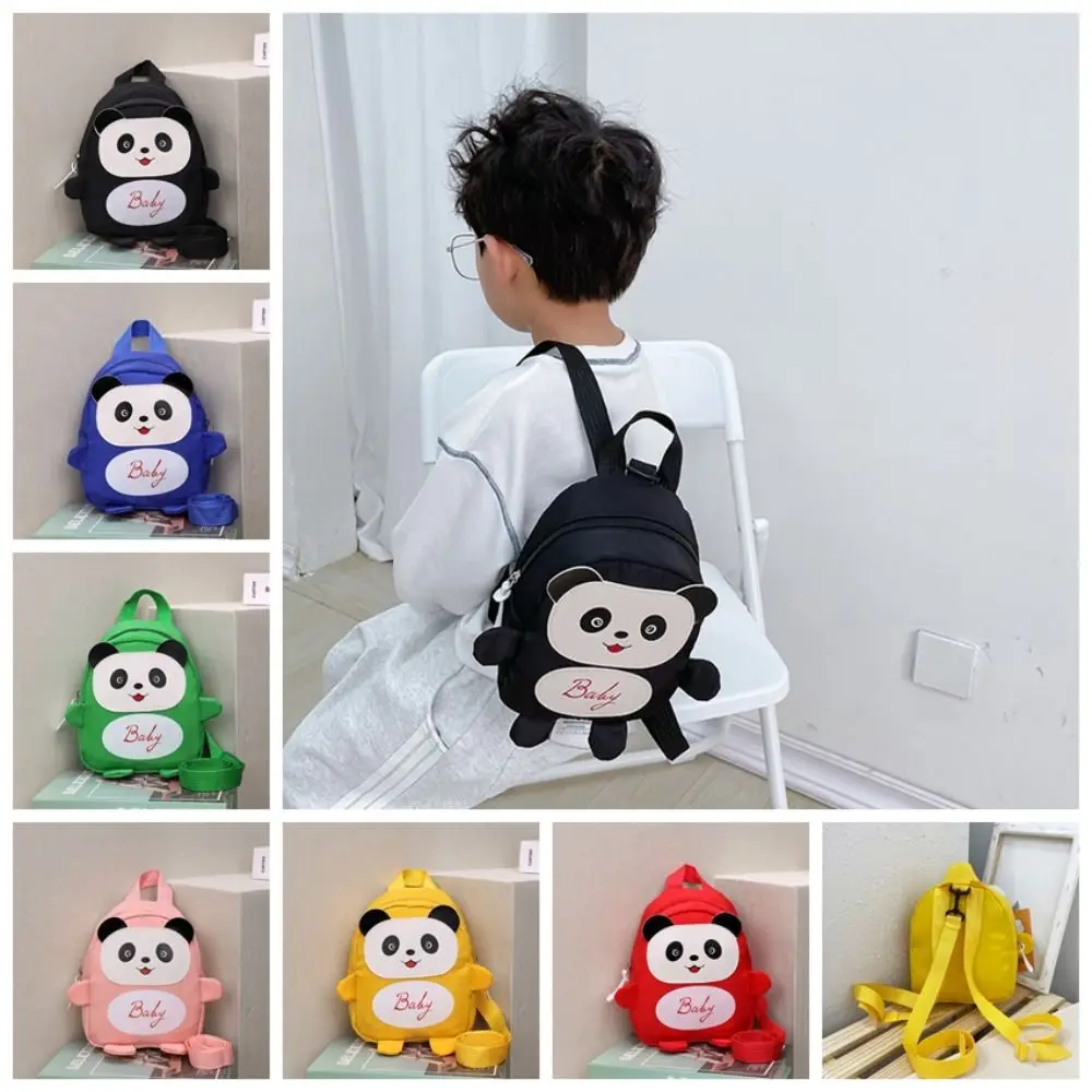 Mochila Panda portátil dos desenhos animados para crianças, Mini mochila escolar ajustável, Mochila anti-perdida do jardim de infância