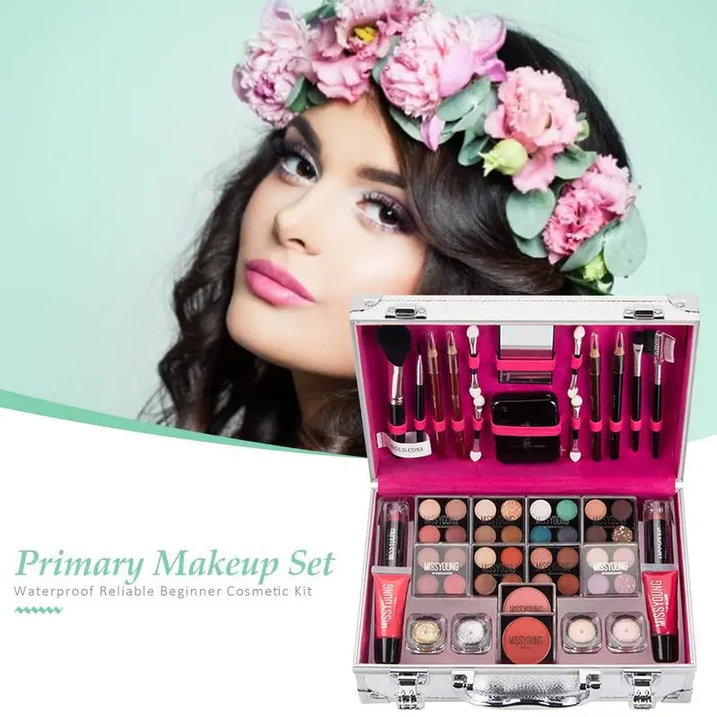 Paquete de maquillaje todo en uno, juego completo de regalo para mujeres y niñas, incluye pinceles para sombra de ojos, lápices labiales, colorete, portátil