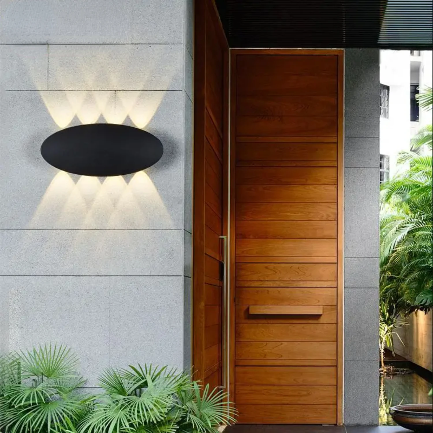 

New Stylish and energy-efficient warm white LED wall light - perfect for creating a tranquil outdoor ambiance. Add a touch of so