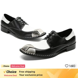 Mens Dress Shoes Elegent Black White Leather Shoes Men Oxfords Fashion British Design Mens Wedding Dress Formal Party Shoes