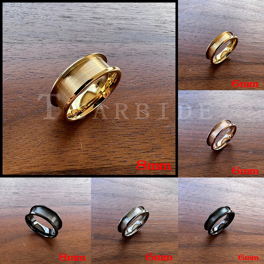 الجملة دروبشيبينغ 6 مللي متر 8 مللي متر التنغستن قناة حلقة الفراغات لترصيع العمل 4.0 مللي متر/6.0 مللي متر الأخدود القبة مصقول الانتهاء الراحة صالح