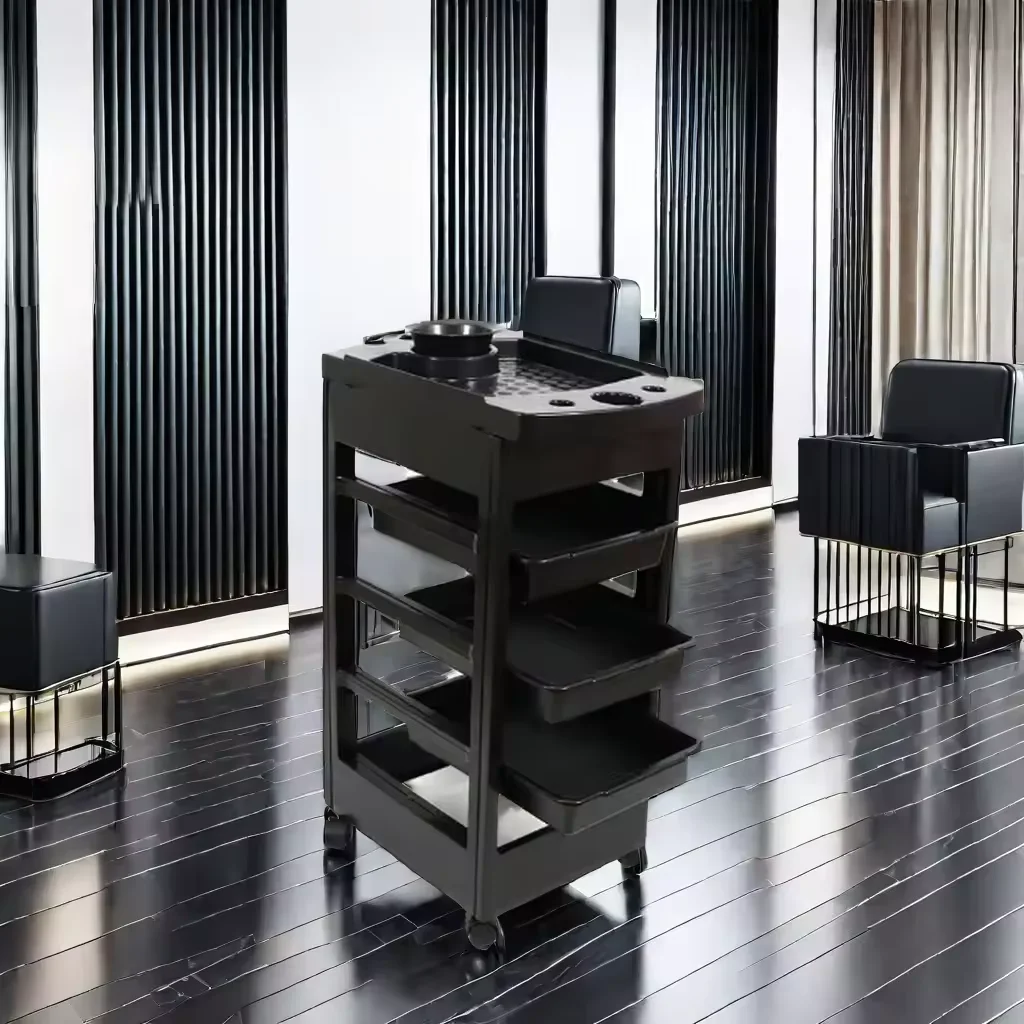 Muebles de salón de peluquero de plástico modernos, carrito de teñido con estampado en caliente para dormitorio, sala de estar, Hotel, escuela, uso en el hogar y la Oficina