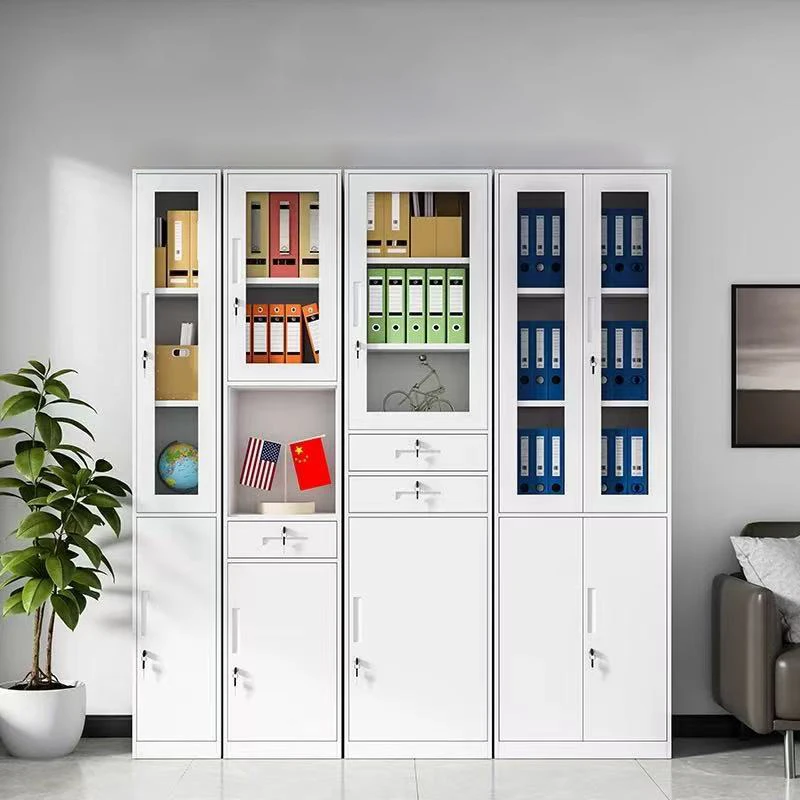 خزانة ملفات أثاث مكتبي حديثة بـ 5 أبواب من الفولاذ المتين مع باب زجاجي لصالة الألعاب الرياضية المدرسية والمكتب أنيق وأنيق #4