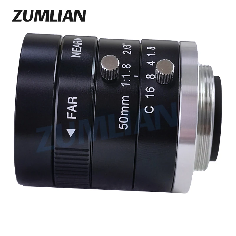 ZUMLIAN 50mm Vaste Focus F1.8 Lens FA 2/3 ''CMOS Sensor 3MP Machine Vision C-Mount Lens voor industriële Camera's