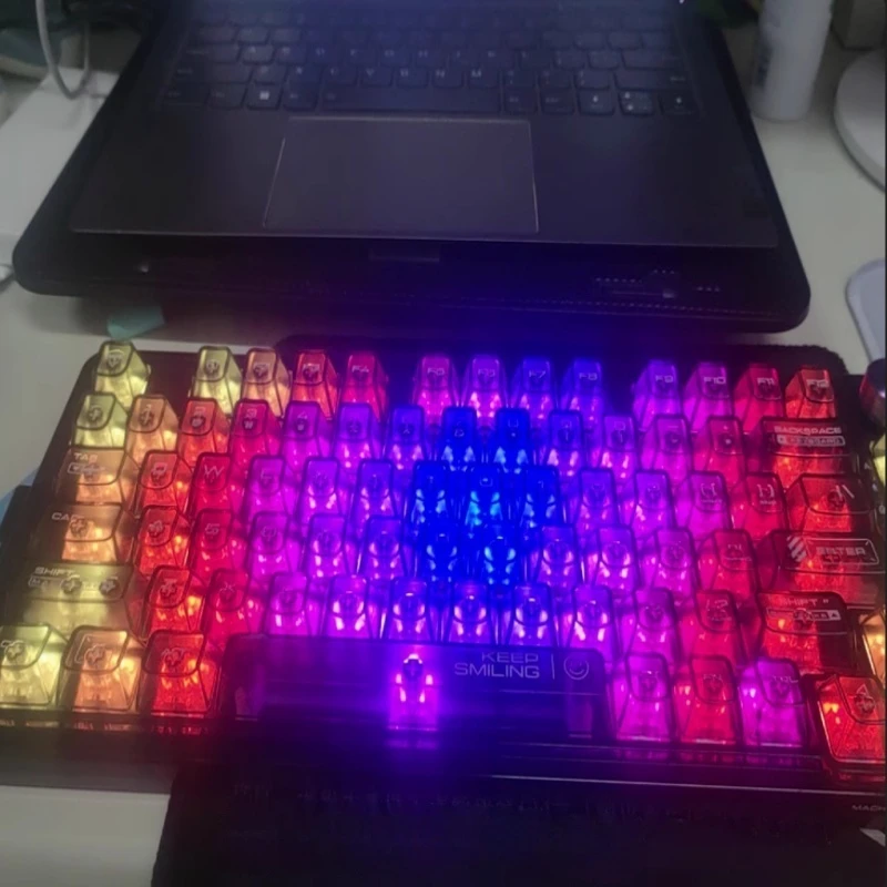 

AULA K500f E-Sport Game Tri-Mode Wireless Mechanical Keyboard Transparent Keycap Pc Laptop Peripheral Office Halloween Gift