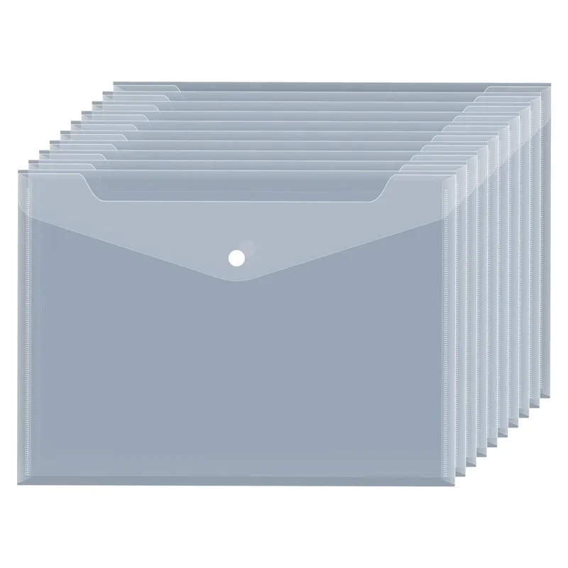 A5 Folder Bag 10Pcs Transparent Plastic Water Resistant File Holder File Paper Office Supplies Documents Sheet Protectors