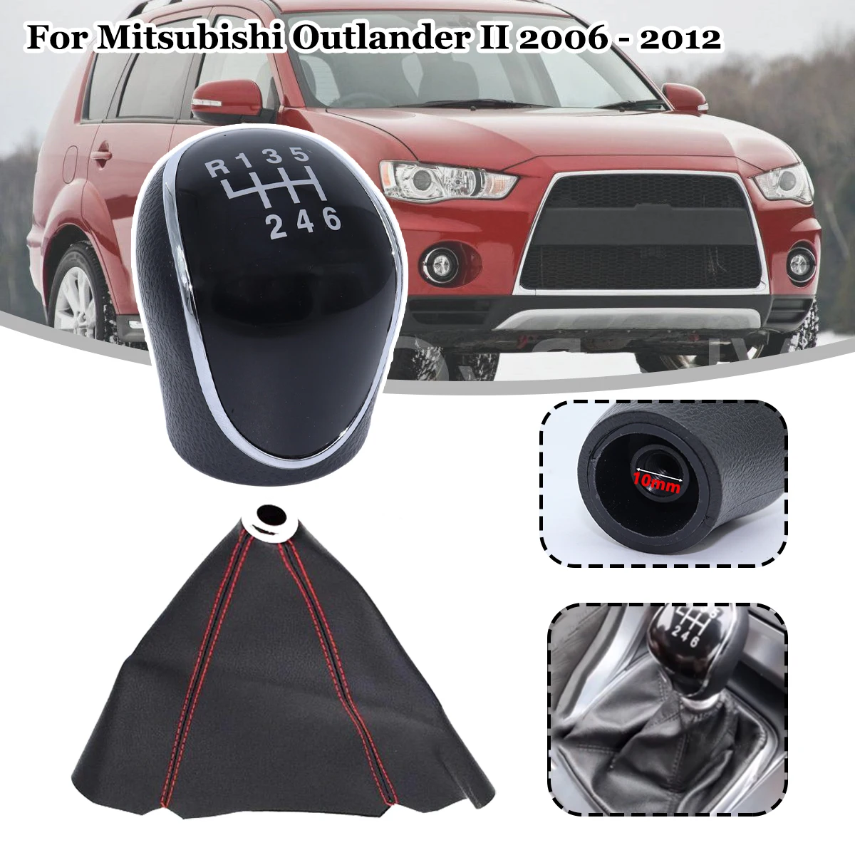 

For Mitsubishi Outlander II 6SP +R MT Gear Shift Knob Stick Shifter Lever Pen Arm transmission Headball Accessories 2006-2012