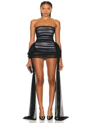 Women's Patchwork Bandage Dress ,Sleeveless ,Backless ,Strapless,Mini Dresses ,Evening Runway Party Dress ,New Arrival,Fashion