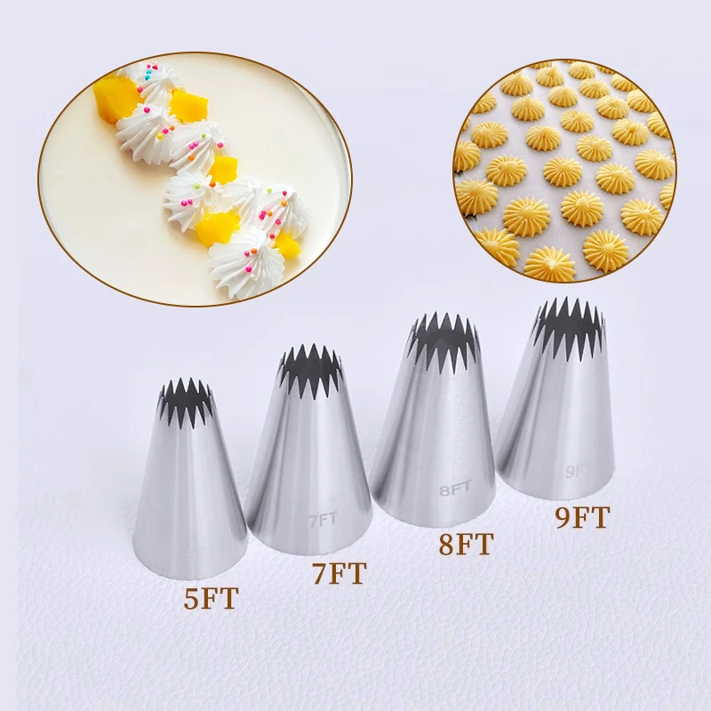 5FT 7FT 8FT 9FT#Cake Decorating Tips Russian Open Star Piping Nozzles Tips Cupcake Cookies Baking Tools Head Dessert Decorators