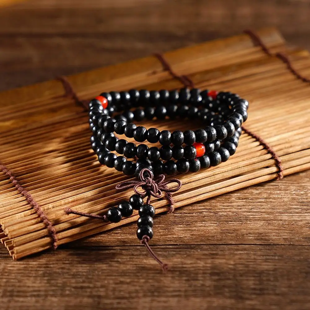 6mm Natural Sandalwood Buddhist Beads Bracelets 108 Beads Buddha Meditation Prayer Wood Beaded Bracelet layer Bangles Men Women - Image 2