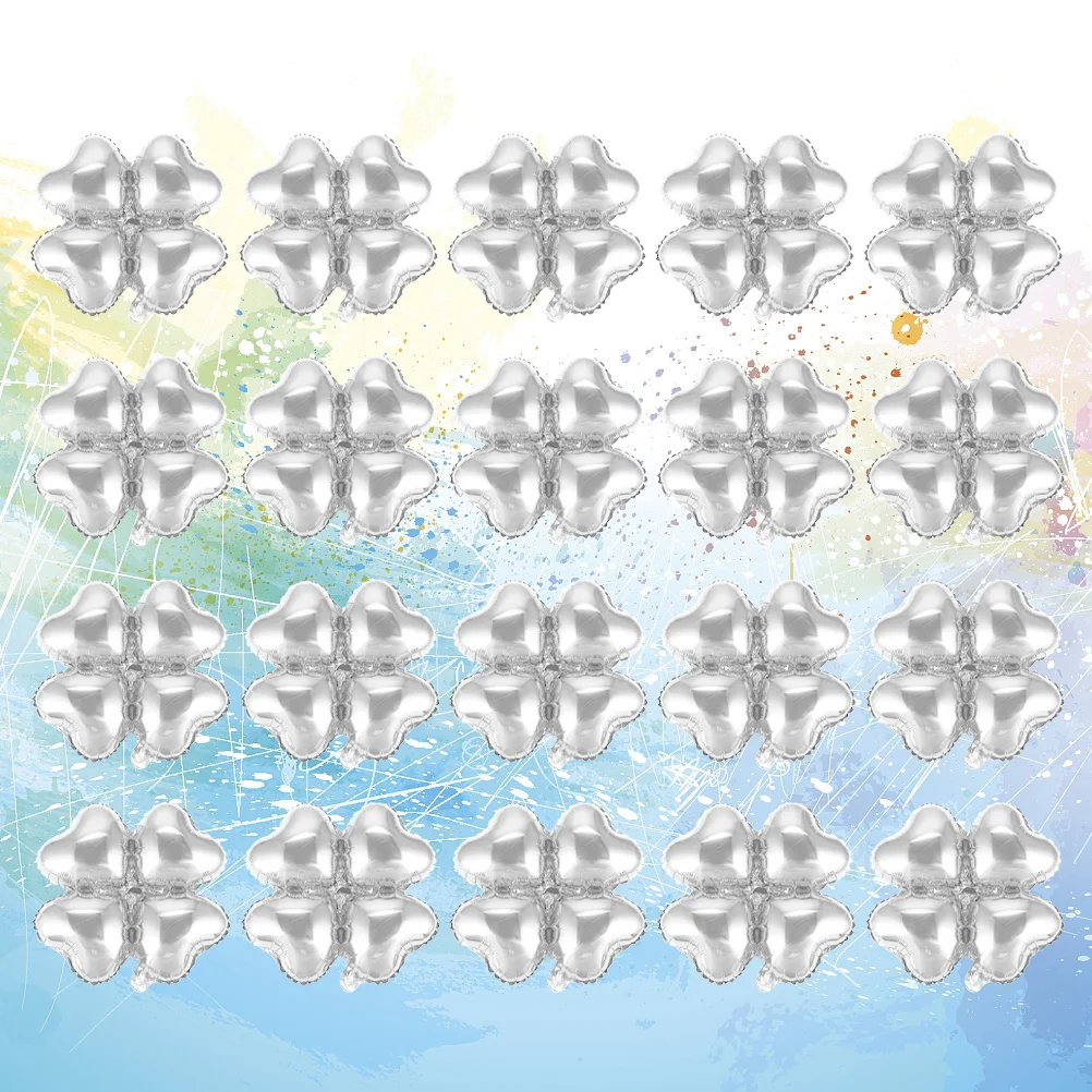 

50 Pcs Wedding Decor Festival Balloon Party Four Leaf Foil Silver Father