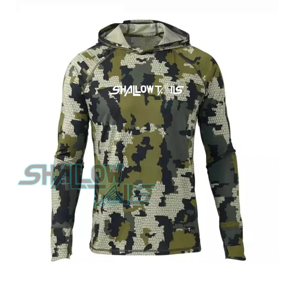 

Shallow Tails Fishing Hoodie Performance Fish Jersey Men Long Sleeve Uv Protection Sweatshirt Breathable Tops Wear Fishing Shirt