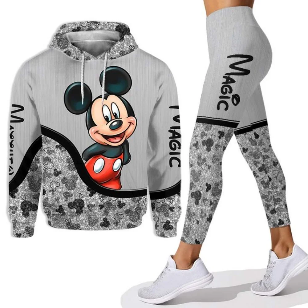 Disney 3D moletom com capuz esportivo calças de ioga Minnie moda esportiva feminina conjunto de ioga 3D