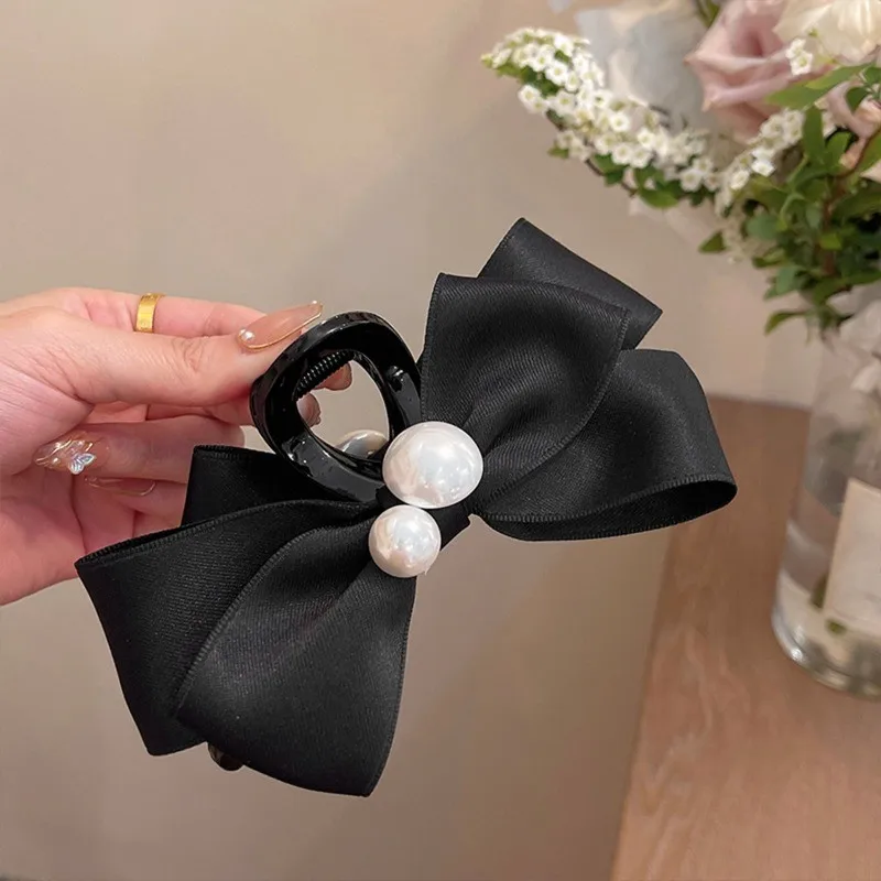 不規則なパールリボンヘアピンレディース気質サメクリップファッショナブルな女の子のヘアアクセサリー
