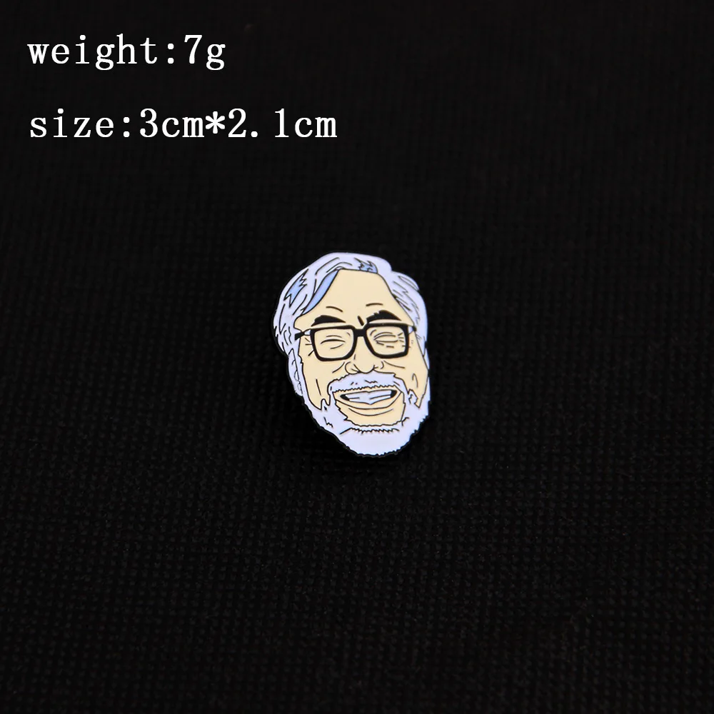 Disney's new product, Hayao Miyazaki's portrait badge, cute cartoon collar, Hayao Miyazaki metal drip oil brooch