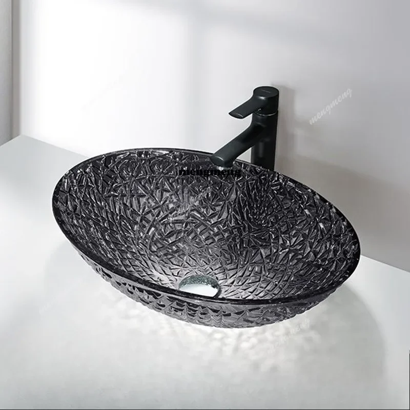 M138 Sanitary ware, transparent crystal glass wash basin, washbasin on the table, hotel boutique washbasin