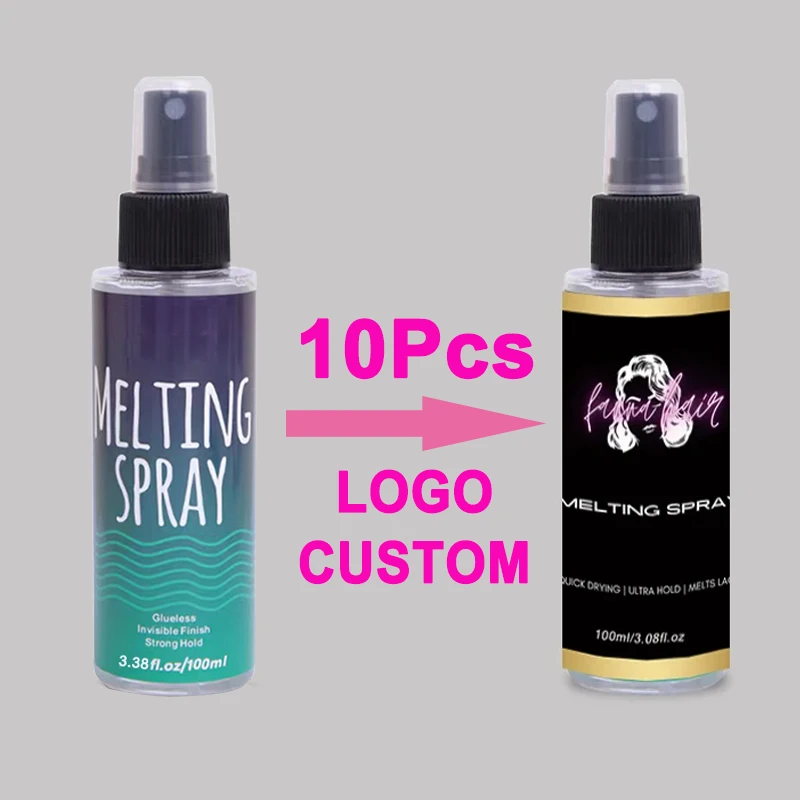 Natural Look Melting Spray For Lace Wigs Edges 10Pcs Logo Customize Lace Melt Hold Spray Wig Install Glue Spray Easy To Use