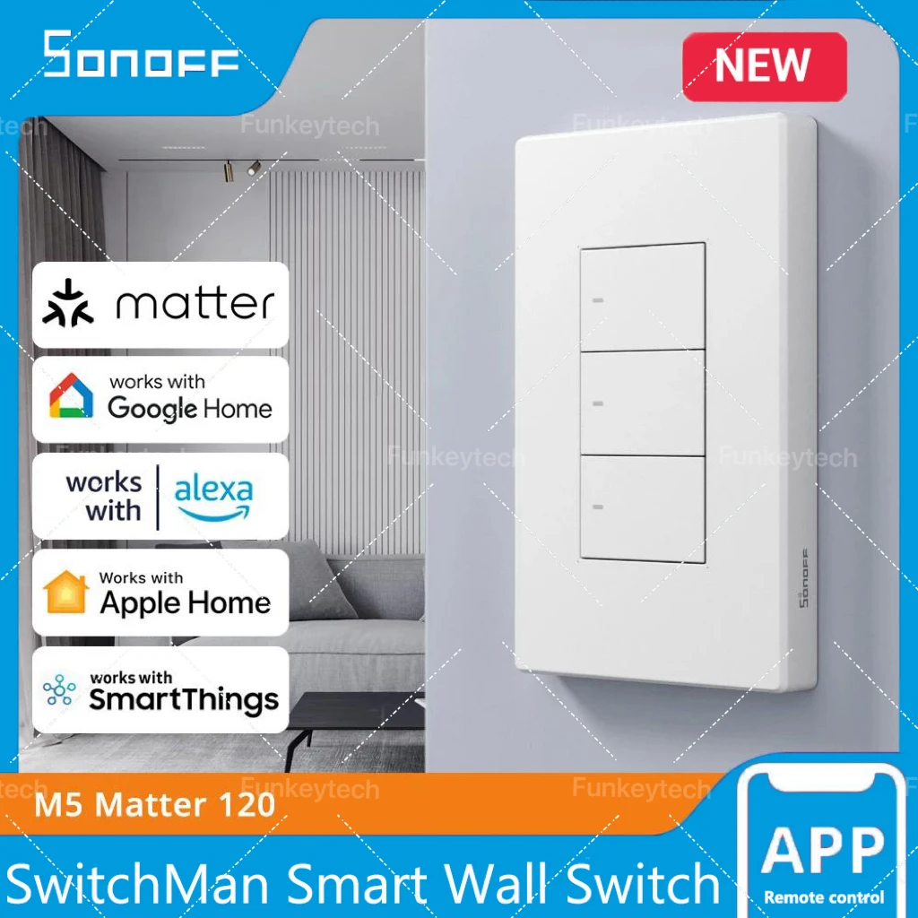 

SONOFF M5 Matter Smart Wall Switch ESP32 Two-way eWeLink-Remote Switchman Voice Control Works with Alexa Google Apple Home Alice